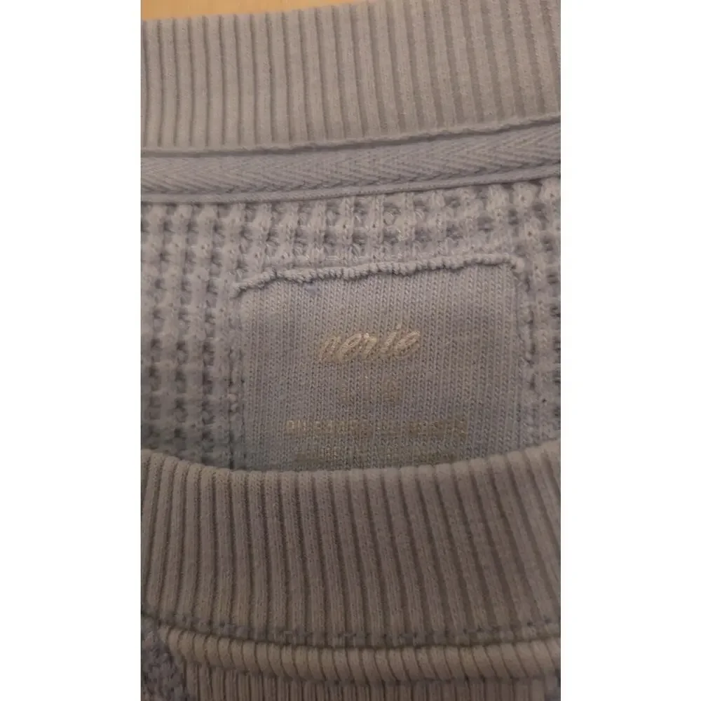 Aerie Sweatshirt Womens Large Blue Oversized Thermal Crew Neck Pullover